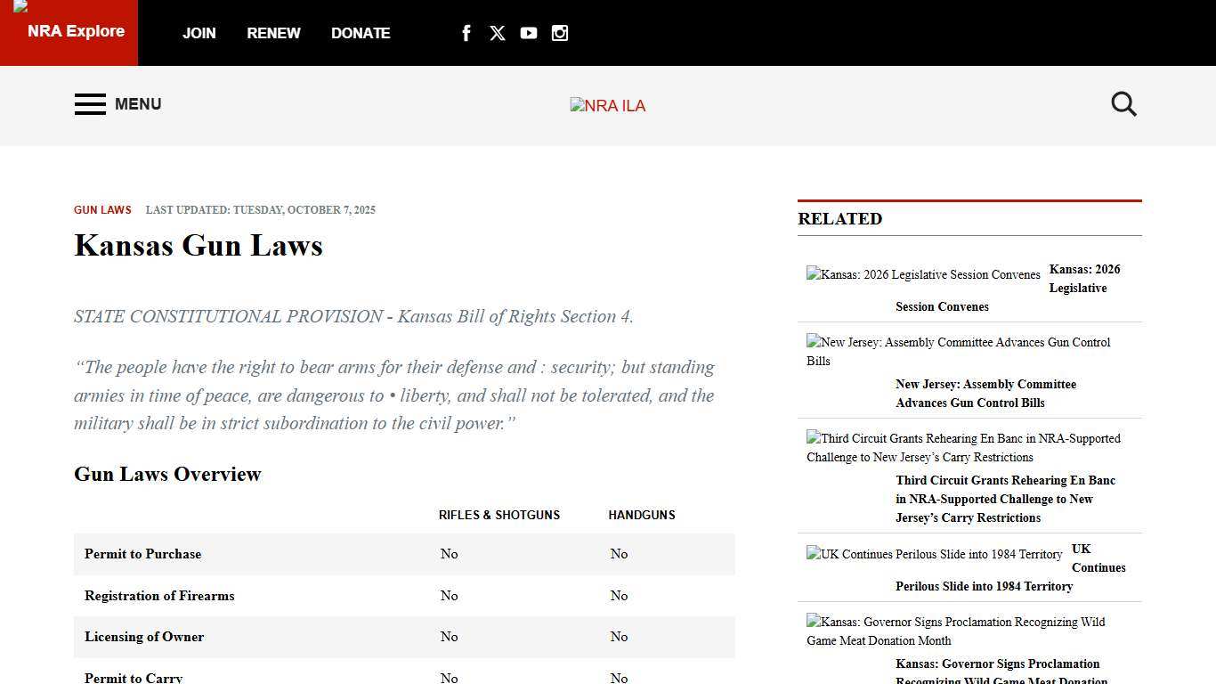 Kansas State Gun Laws and Regulations Explained | NRA-ILA