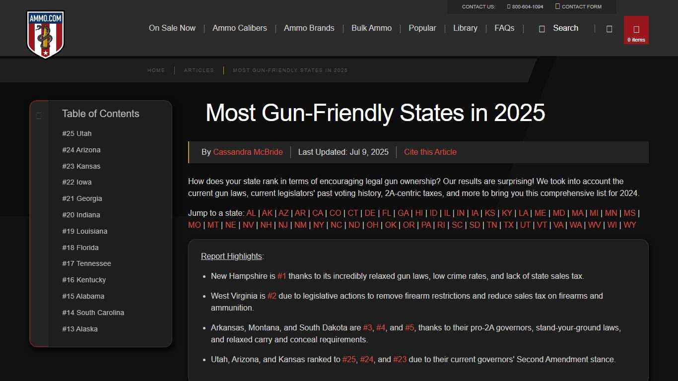 Most Gun-Friendly States in 2025
